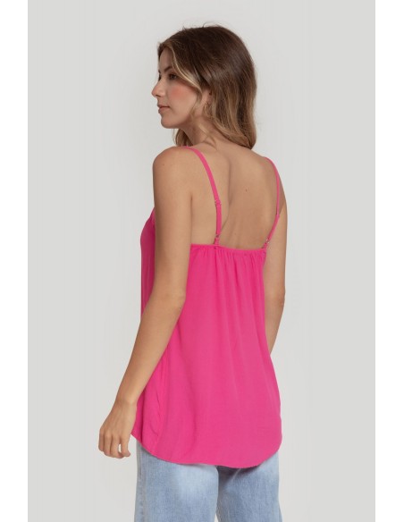 Top Tirante Fino Gasa Fucsia