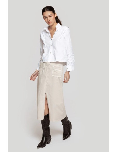 Falda Midi Bolsillos Beige