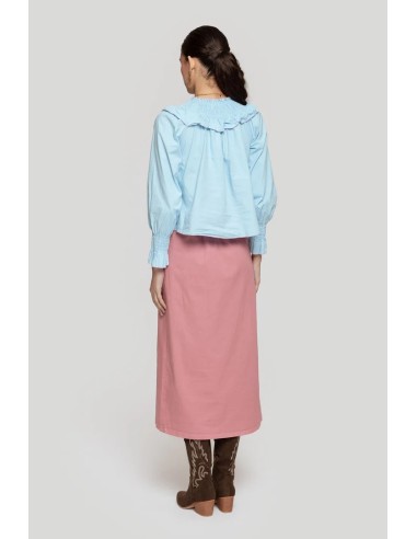 Falda Midi Bolsillos Rosa