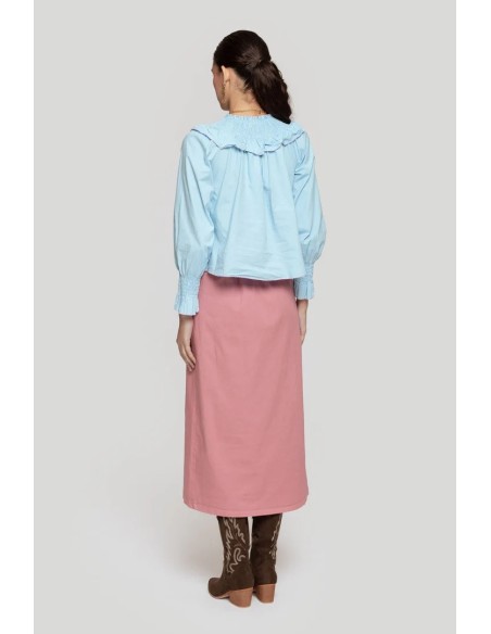 Falda Midi Bolsillos Rosa