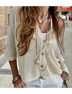 Cárdigan Botones Calado