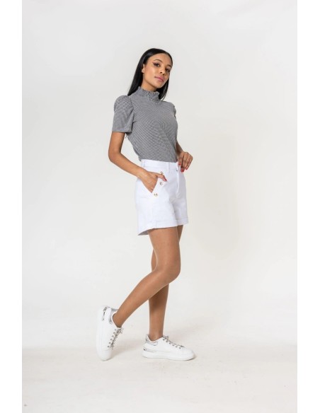 Short Botones Dorados Blanco