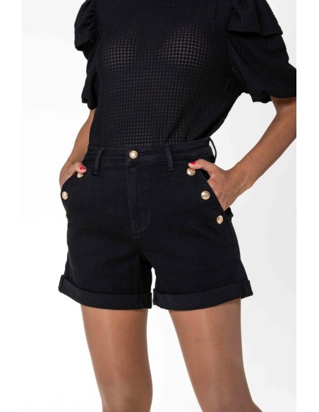 Short Botones Dorados Negro