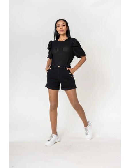 Short Botones Dorados Negro