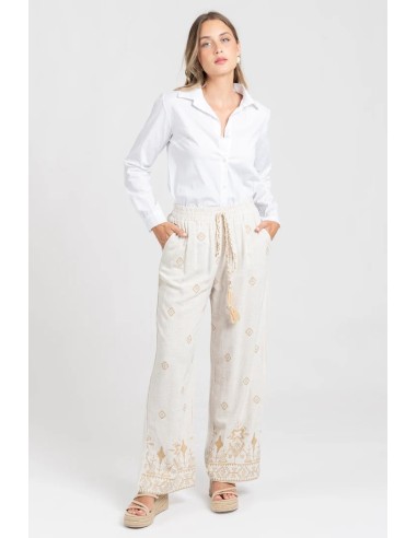 Pantalón Lino Bordado
