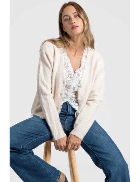 Chaqueta Encaje Beige