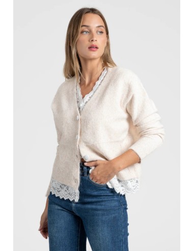 Chaqueta Encaje Beige