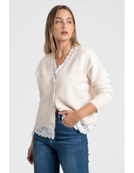 Chaqueta Encaje Beige