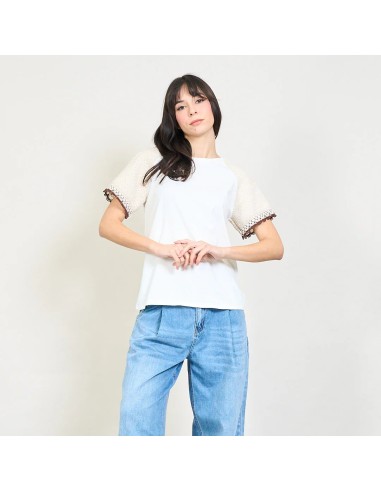 Camiseta Mangas Crochet