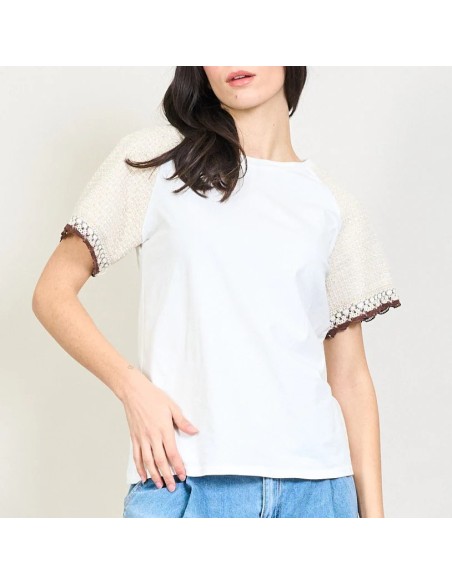 Camiseta Mangas Crochet