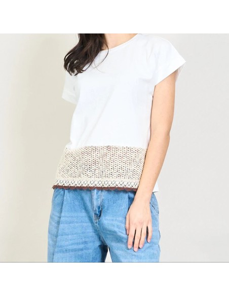 Camiseta Dobladillo Crochet