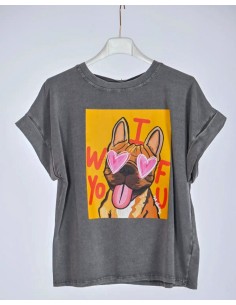 Camiseta I Woof You Gris
