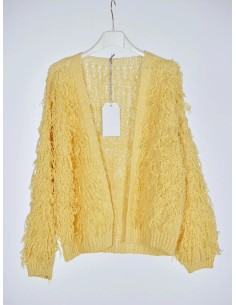 Chaqueta Punto Flecos Amarilla
