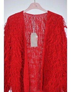 Chaqueta Punto Flecos Roja 2
