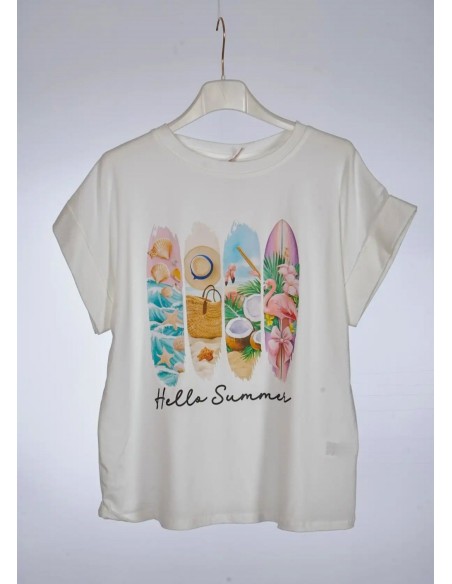 Camiseta Hello Summer Blanca