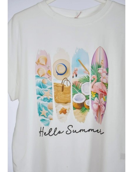 Camiseta Hello Summer Blanca