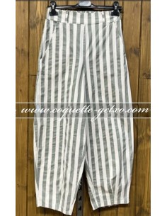 Pantalón Balloon Rayas Kaki