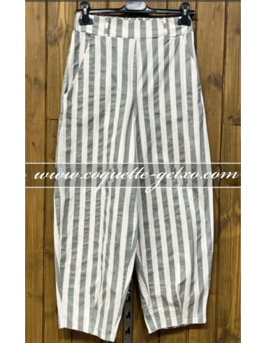 Pantalón Balloon Rayas Kaki