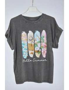 Camiseta Hello Summer Gris