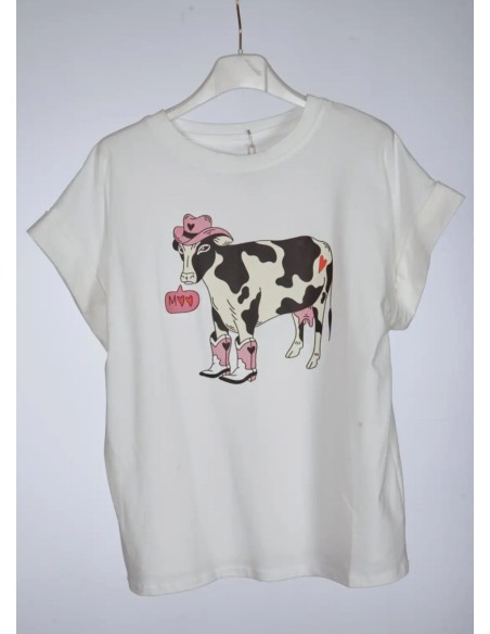 Camiseta Vaca Cowboy Blanca