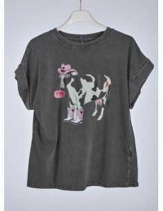 Camiseta Vaca Cowboy Gris