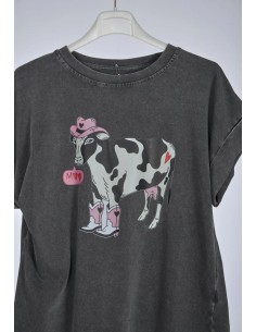 Camiseta Vaca Cowboy Gris 2