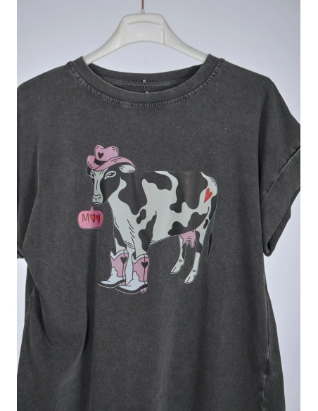 Camiseta Vaca Cowboy Gris
